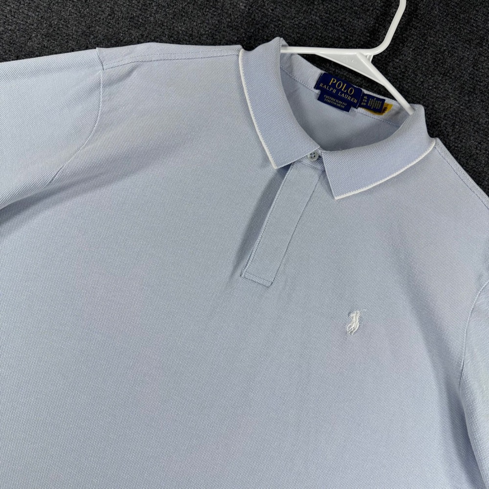 Polo Ralph Lauren Polo Shirt Mens XL Extra Large Blue Custom Slim Stretch Mesh